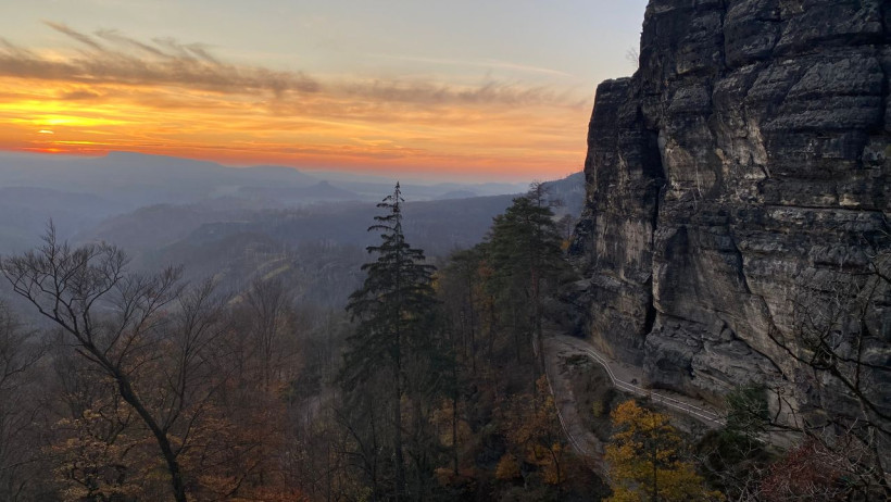 Sandsteinfelsen Böhmische Schweiz Sonnenuntergang
