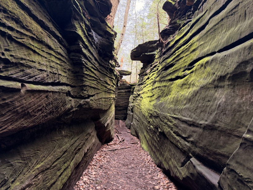 Enge Sandsteinspalte zwischen Felswänden